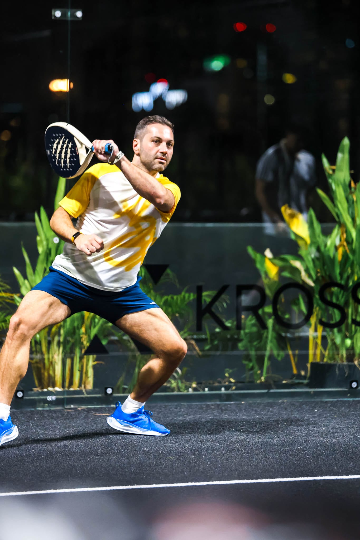 Padel player in action